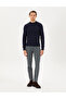 Navy Blue Slim Fit Quarter Collar Wool Blend Knitwear Sweater 50296438-Vr033 - 4