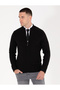 Black Slim Fit Zippered Knitwear Cardigan 50263239-Vr046