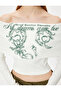 Madonna Collar Off-The-Shoulder T-Shirt Camisole Long Sleeve Printed Cotton Slim Fit - 5