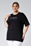 Plus Size Ataturk Signature Printed Oversize Basic Comfort Short Sleeve Single Jersey T-Shirt-Black - 4