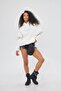 Heaven Printed Stone Printed Hooded Fleece Inside Oversize White Sweatshirt - 4