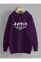 Men's Winter Purple Hooded Sweatshirt Back Printed Snake - 2