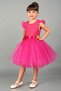 Fuchsia Pompom Sleeves Tulle Girls' Evening Dress Party Dress - 2