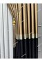 Black Gold Detailed Brown Panel Background Curtain - Single Wing Stylish Design, Modern and High Quality Background Curtain