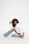 Women's Oversize Sweatshirt Hoodie with Bow Print in White – Hooded, Kangaroo Pocket, 3 Thread Ribs - 5
