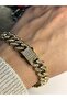 Gold Design Full Stone Monaco Gurmet Iconic Lock Micro Plated Steel Green Bracelet - 2