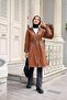 Women's Hooded Leather Short Trench Coat - 4