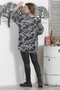 Italian Camouflage Petrol Green Round Neck Buttoned Long Sleeve Sequined Casual Scarf Knitted Blouse - 8
