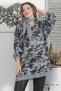 Italian Camouflage Petrol Green Round Neck Buttoned Long Sleeve Sequined Casual Scarf Knitted Blouse - 2