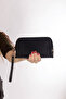 Black Striped Patterned Handbag Set - 8