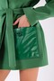 Emerald Green Leather Garnished Cashmere Coat - 6
