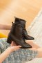 Duina Brown Thick Heeled (5 cm) Pointed Toe Lace-Up Casual Women's Boots - 4
