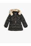 Inflatable Coat with Faux Fur Detail, Hood, Pockets, Zipper, and Belt Detail