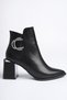Qadra Guaranteed Pointed Toe Thick Heeled Women's Boots with Buckle Detail and Zipper - 2