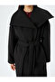 Belted Wide Shawl Collar Double Breasted Long Stamp Coat - 5