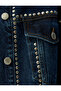 Classic Collar Buttoned Oversize Denim Jacket with Stone Pocket Detail - 6