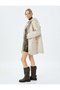Faux Fur Collar Hooded Zippered Pocket Lined Coat - 2