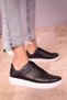 Black Lace-Up Casual Sports Shoes Unisex Sneaker Black/White - 3