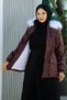 Low Back Lace, Zipper Detail Hooded Short Leather Coat-Brc6265 - 3