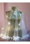 Rose Detailed Pearl Bridal Veil - 4