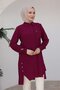 Tunic with Hidden Buttons and Shirt Collar-Vishne 24Kt473 - 7