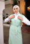 Green Length Button Up Shirt Gilet Dress - 2