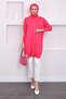 Fuchsia Crew Neck Mercerized Casual Knitwear Tunik - 2