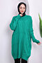Green Crew Neck Mercerized Loose Knitwear Tunic