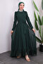 Emerald Green Stone DeTailed Laced Evening Dress