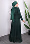 Emerald Green Stone DeTailed Laced Evening Dress - 4