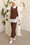Brown Side Buttoned Necklace Triple Wrap Set - 3