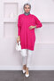 Dark Fuchia Crew Neck Mercerized Casual Knitwear Tunic - 2