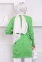 Pistachio Green Crew Neck Mercerized Loose Knitwear Tunic - 5