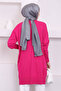Dark Fuchia Crew Neck Mercerized Casual Knitwear Tunic - 4