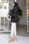 Black Waist Strap Detailed Taffeta Jacket - 4