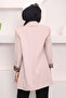 Beige Double Breasted Lapel Pocket Blazer Jacket - 5