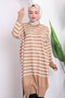 Biscuit Striped Slit Mercerized Knitwear Tunic - 2