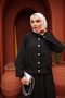 Black Button Detailed Skirted Set - 4