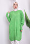 Pistachio Green Crew Neck Mercerized Loose Knitwear Tunic