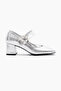 Women's Silver Neolite Sole Patterned Velcro Stone Buckle Heeled Shoes - 2
