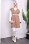 Biscuit V-Neck Slit Selanik Knitwear Sweater - 2