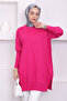 Dark Fuchia Crew Neck Mercerized Casual Knitwear Tunic