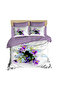 Purple Flowers 3D Double Duvet Cover Pillow Set