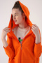 Orange Hooded Zippered Sweat Cardigan - 5