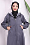 Gray Hooded Zippered Cap - 3