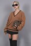 Camel V-Neck Knitwear Sweater Mg1373