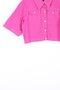 Short Sleeve and Short Length Buttoned Classic Collar Unlined Pocketed Women's Denim Jacket Fuchsia Seasonal - 4