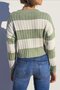 Green V-Neck Striped Crop Women's Sweater Mg1441 - 3