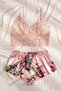 Lace Bustier Floral Bra Shorts Pajama Set - 2