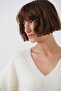 Ecru V-Neck Oversize Women's Knitwear Sweater Mg2149 - 6